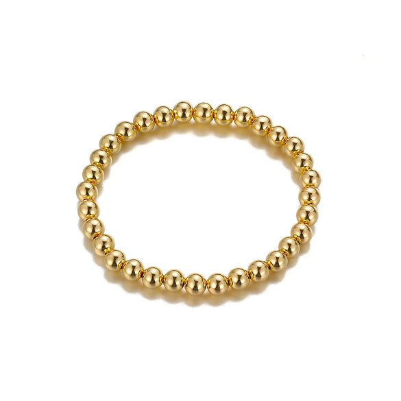 Wholesale Unisex Retro Simple Alloy Round Bead Elastic Bracelet With Electrophoresis Gold Treatment