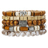Wholesale Unisex Retro Simple Multilayer Stacked Handstring With Turquoise Wooden Beads Manual Design