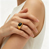 Wholesale Unisex Retro Square Stainless Steel 18K Goldplated Ring