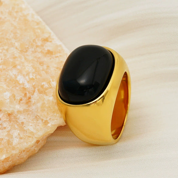 Wholesale Unisex Retro Square Stainless Steel 18K Goldplated Ring