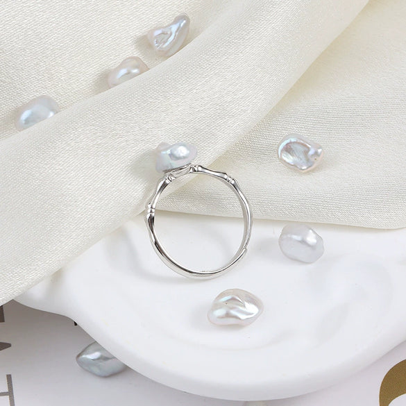 Wholesale Unisex Retro Style Alien Shape Freshwater Pearl 925 Silver Ring