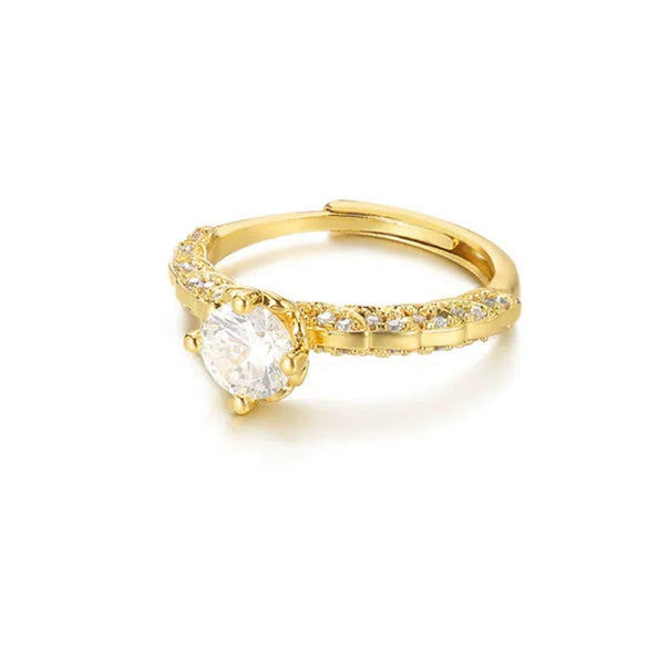 Wholesale Unisex Ring Copper 18K Gold Plated Geometric Irregular Set With Diamonds