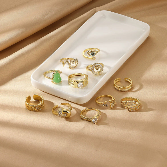 Wholesale Unisex Ring Copper 18K Gold Plated Geometric Irregular Set With Diamonds