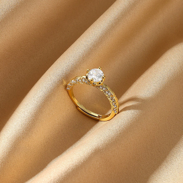 Wholesale Unisex Ring Copper 18K Gold Plated Geometric Irregular Set With Diamonds