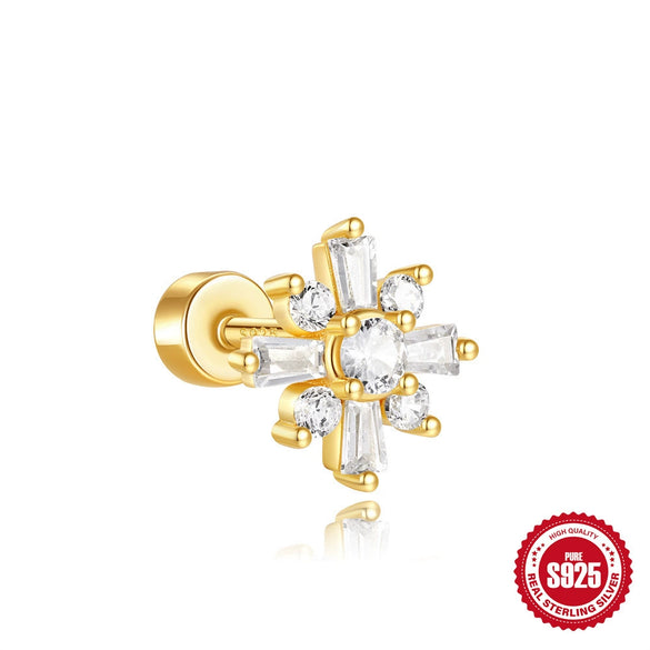 Wholesale Unisex S925 Sterling Silver Christmas Bell Geometric Cylindrical Spiral Piercing Earrings With Environmentally Friendly Plating