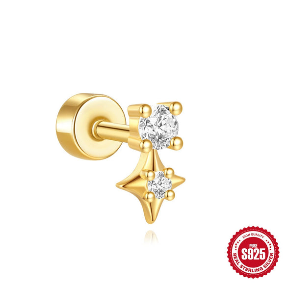 Wholesale Unisex S925 Sterling Silver Christmas Bell Geometric Cylindrical Spiral Piercing Earrings With Environmentally Friendly Plating