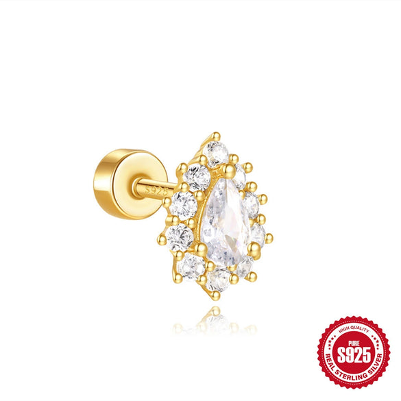 Wholesale Unisex S925 Sterling Silver Christmas Bell Geometric Cylindrical Spiral Piercing Earrings With Environmentally Friendly Plating