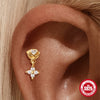 Wholesale Unisex S925 Sterling Silver Floral Ocean Geometric Round Bead Threaded Piercing Ear Bone Nails Tassel Ear Jewelry With Environmentally Friendly Electroplating
