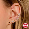 Wholesale Unisex S925 Sterling Silver Geometric Opal Ear Studs Earrings