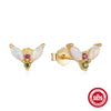 Wholesale Unisex S925 Sterling Silver Geometric Opal Ear Studs Earrings
