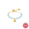 Wholesale Unisex S925 Sterling Silver Geometric Star Pendant Adjustable Ring With Natural Tianhe Stone And Electroplating