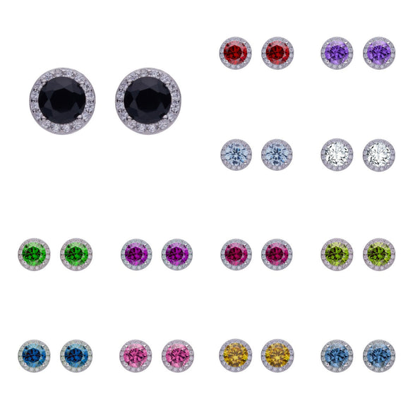 Wholesale Unisex S925 Sterling Silver Geometric Zircon Birthstone Earrings