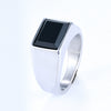 Wholesale Unisex Simple Black Gemstone Geometric Stainless Steel Ring With Polish Finish