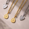 Wholesale Unisex Simple Geometric Ferris Wheel Sunflower Peach Heart Dropshaped Electroplated Titanium Steel Pendant Necklace