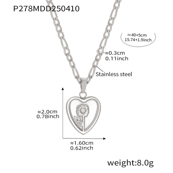 Wholesale Unisex Simple Geometric Ferris Wheel Sunflower Peach Heart Dropshaped Electroplated Titanium Steel Pendant Necklace
