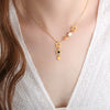 Wholesale Unisex Simple Geometric Fivepointed Star Goldplated Titanium Steel Pendant Necklace