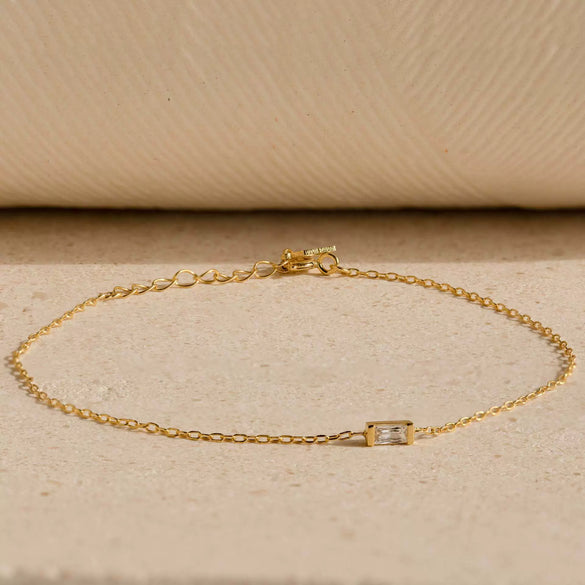 Wholesale Unisex Simple Geometric Square Zircon Twelve Birthstone 18K Plated Titanium Steel Ochain Bracelet