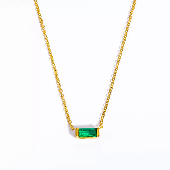 Wholesale Unisex Simple Geometric Square Zircon Twelve Birthstone 18K Plated Titanium Steel Ochain Bracelet