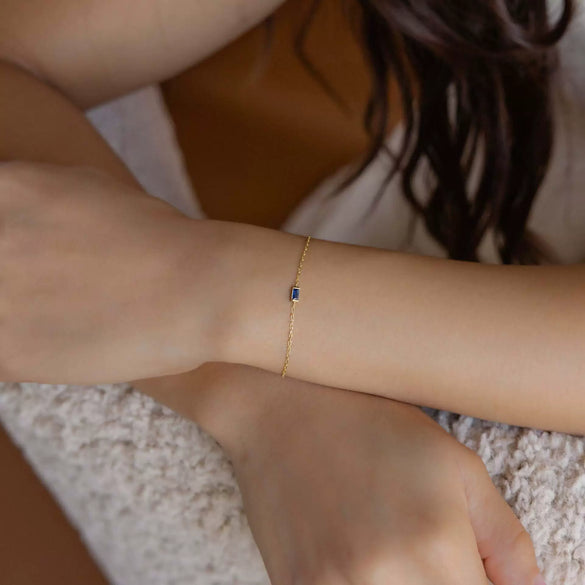 Wholesale Unisex Simple Geometric Square Zircon Twelve Birthstone 18K Plated Titanium Steel Ochain Bracelet