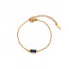 Wholesale Unisex Simple Geometric Square Zircon Twelve Birthstone 18K Plated Titanium Steel Ochain Bracelet