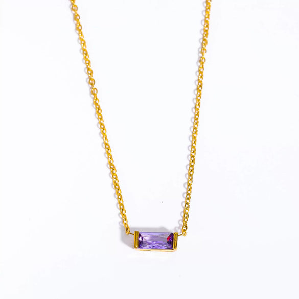 Wholesale Unisex Simple Geometric Square Zircon Twelve Birthstone 18K Plated Titanium Steel Ochain Bracelet