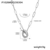 Wholesale Unisex Simple Geometric Stainless Steel And Titanium Steel Electroplated Ferris Wheel Otter Buckle Pendant Double Layer Overlapping Clavicle Necklace With Inlaid Zircon