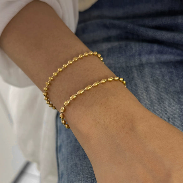 Wholesale Unisex Simple Geometric Stainless Steel Ball Bead And O Word Chain Jewelry Set With Electroplating