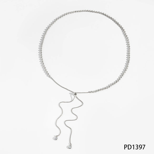 Wholesale Unisex Simple Geometric Stainless Steel Ball Bead And O Word Chain Jewelry Set With Electroplating