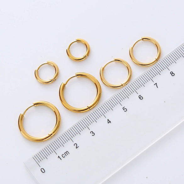 Wholesale Unisex Simple Geometric Stainless Steel Electroplated Closed Plain Hoop Earrings