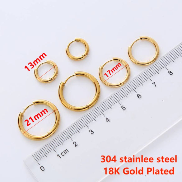 Wholesale Unisex Simple Geometric Stainless Steel Electroplated Closed Plain Hoop Earrings