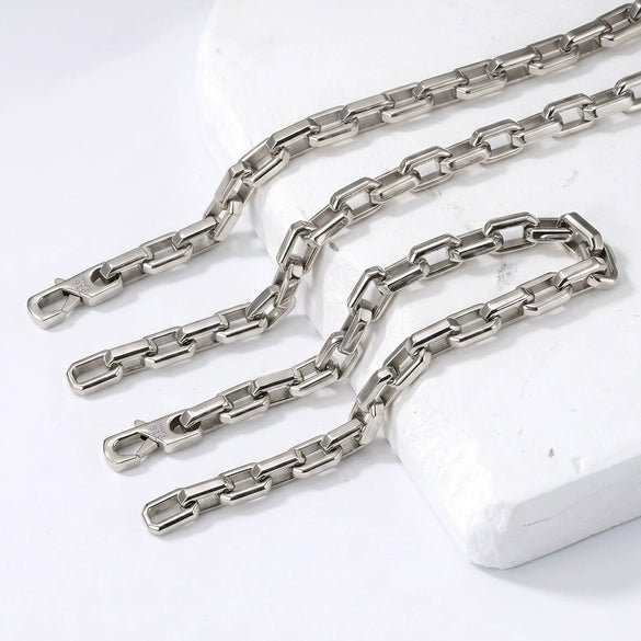 Wholesale Unisex Simple Geometric 316 Stainless Steel Electroplated Square Spliced Paperclip Chain Bracelet Jewelry