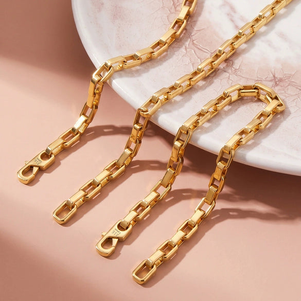 Wholesale Unisex Simple Geometric 316 Stainless Steel Electroplated Square Spliced Paperclip Chain Bracelet Jewelry