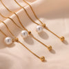 Wholesale Unisex Simple Geometric Titanium Steel Electroplated Necklace With Snake Chain And Round Bead Tassel Pendant