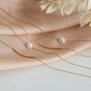 Wholesale Unisex Simple Geometric Titanium Steel Goldplated Bead Pendant Doublelayer Stacked Necklace