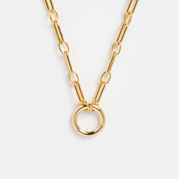 Wholesale Unisex Simple Heart Shape Copper Electroplated Necklace With White Zircon Pendant And String Of Pearls Chain