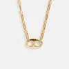 Wholesale Unisex Simple Heart Shape Copper Electroplated Necklace With White Zircon Pendant And String Of Pearls Chain