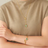 Wholesale Unisex Simple Heart Shape Copper Sapphire Blue Zircon Pendant Necklace With 18K Gold Color Retention Electroplating