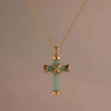 Wholesale Unisex Simple Heart Shape Cross Water Drop Pendant Paper Clip Necklace With String Of Pearls Chain Copper Electroplated Gold Color Retention