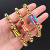Wholesale Unisex Simple Letter Enamel Oil Dropping Metal Bead Multi Layer Stacked Bracelet