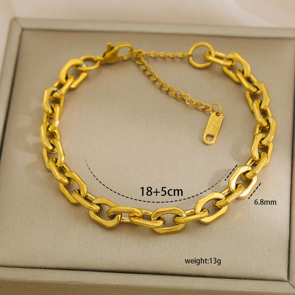 Wholesale Unisex Simple Stainless Steel Electroplated Bracelet Set