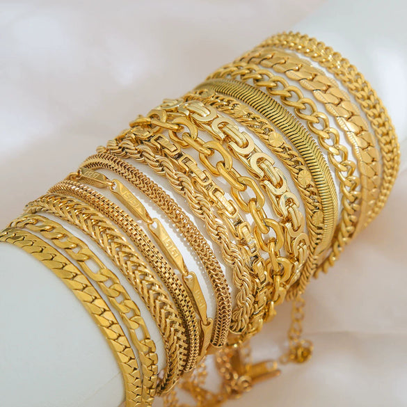 Wholesale Unisex Simple Stainless Steel Electroplated Bracelet Set