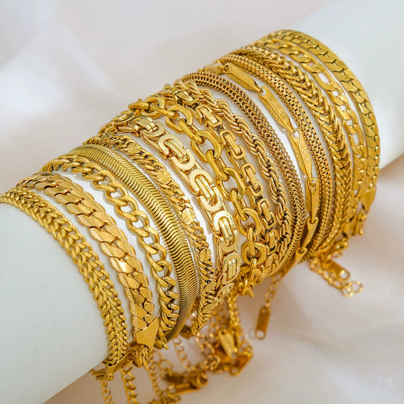 Wholesale Unisex Simple Stainless Steel Electroplated Bracelet Set