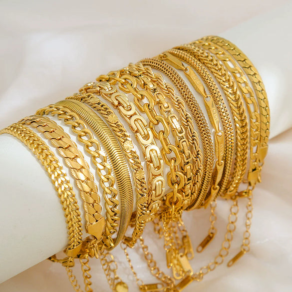 Wholesale Unisex Simple Stainless Steel Electroplated Bracelet Set