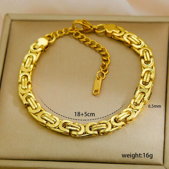 Wholesale Unisex Simple Stainless Steel Electroplated Bracelet Set
