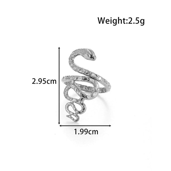 Wholesale Unisex Snake Love French Vintage Style Open Adjustable Ring In Titanium Steel With Heart Shape And Animal Pattern Electroplated