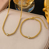 Wholesale Unisex Sports Style Geometric Rhombus Real Gold Plated Stainless Steel Jewelry Necklace Bracelet