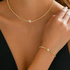 Wholesale Unisex Sports Style Geometric Rhombus Real Gold Plated Stainless Steel Jewelry Necklace Bracelet
