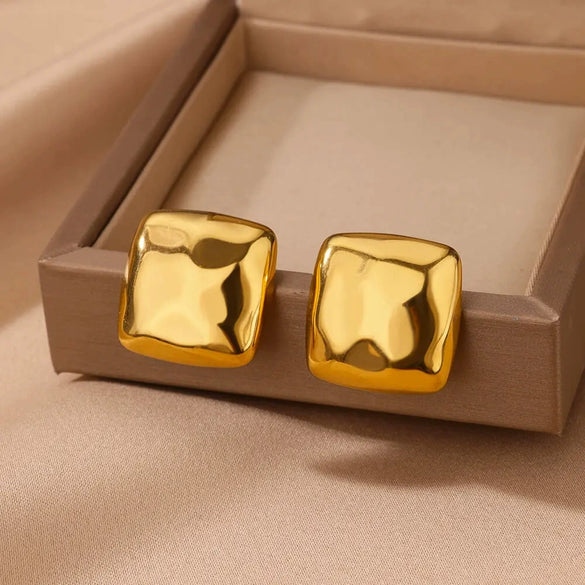 Wholesale Unisex Square Geometric Copper Goldplated Electroplated Earrings