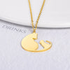 Wholesale Unisex Stainless Steel And Copper Cat Pendant Necklace With Geometric Pattern And Electroplating Treatment