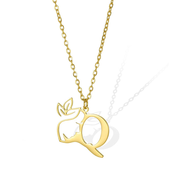 Wholesale Unisex Stainless Steel And Copper Letter Necklace With Hollow Portrait And Cross Chain Electroplated